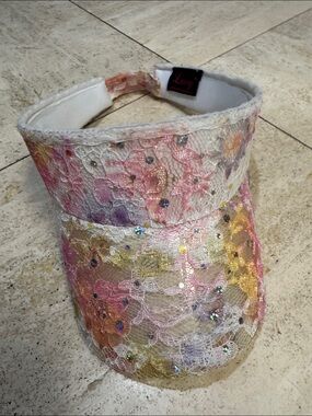 Embellished Lace Visor in Pastel Multi